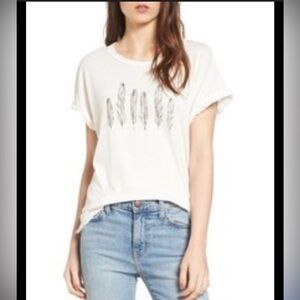 Current/Elliott Graphic Feather Short Sleeve Tee. NWT